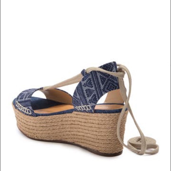 SCHUTZ Zayne Printed Denim Espadrille Platform - Picture 2 of 14